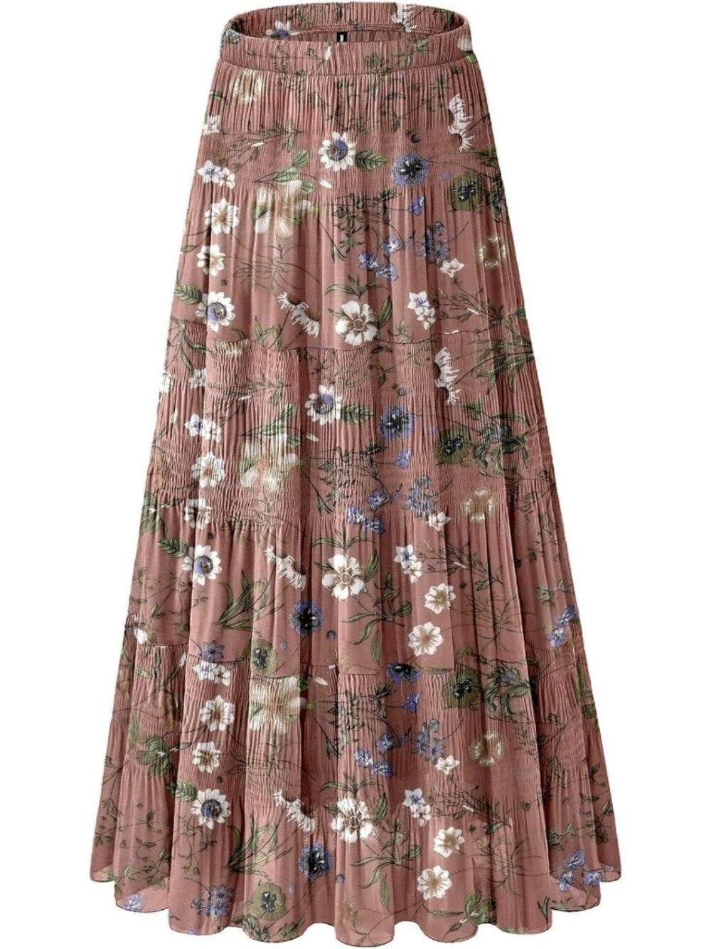 Boho White Chiffon Maxi Skirt for Women - Flowy, Elastic Waist, Pleated A-Line